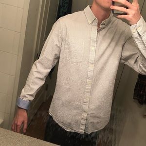 Grey seersucker button down